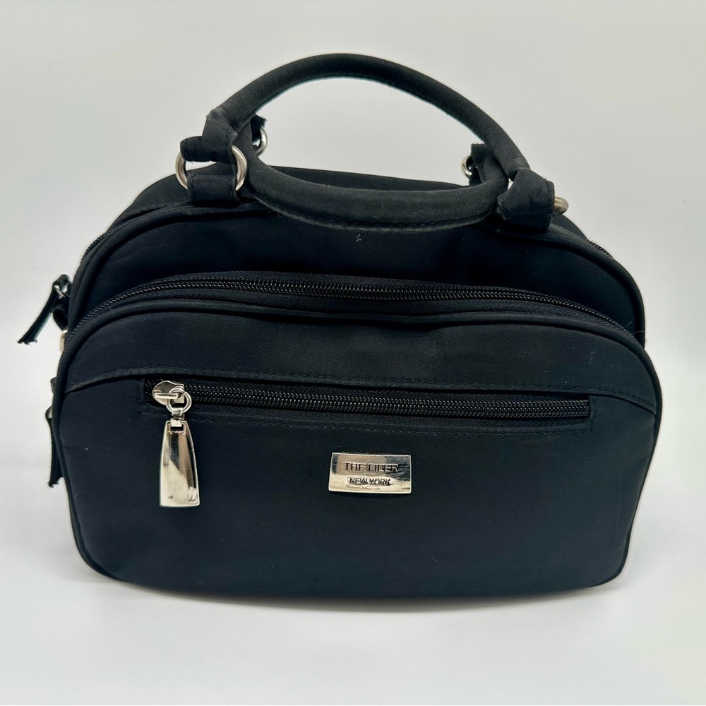 Vintage  “The Filer” New York  Black Organizer Canvas Satchel Handbag